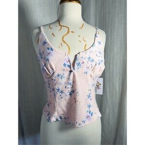 Roommates Crop Top Size L Y2k Pink Floral Coquette Boho Chic Maximalist